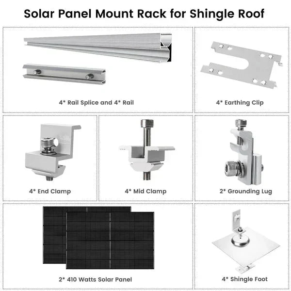 Natures Generator 2 x 410 Watt Monocrystalline Solar Panel With Solar Panel Mount Rack