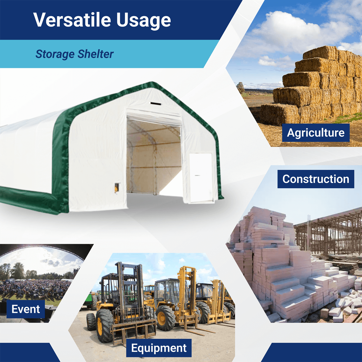 W 40FT x L 80FT x H 23FT Double Truss Storage Shelter
