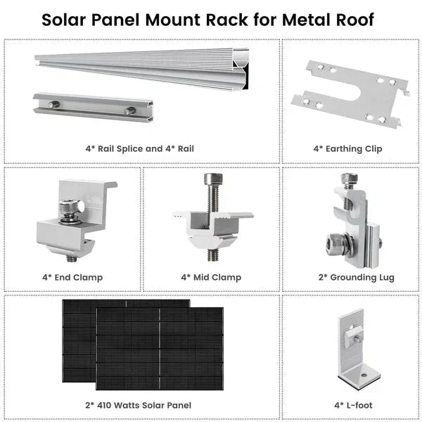 Natures Generator 2 x 410 Watt Monocrystalline Solar Panel  With Solar Panel Mount Rack