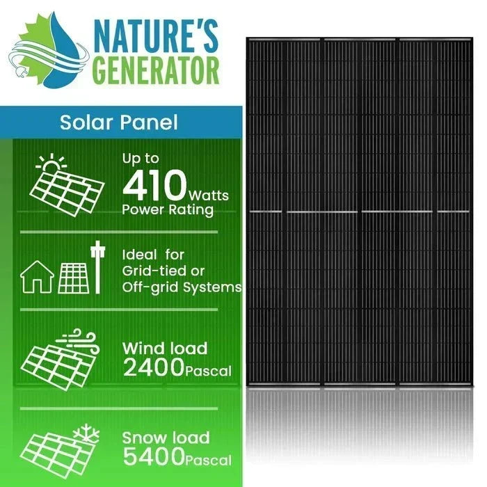 Natures Generator 2 x 410 Watt Monocrystalline Solar Panel